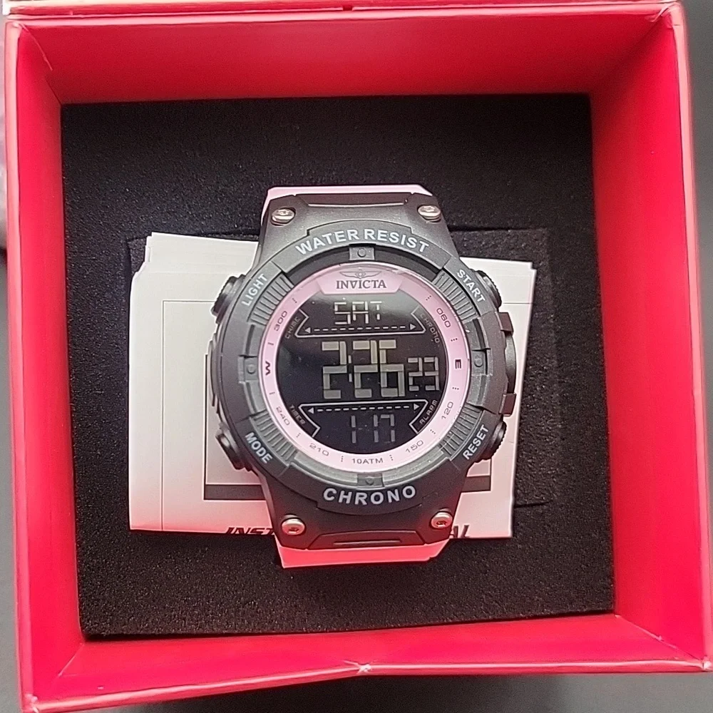 48051 Invicta Racing Burnout Digital Pink Black Men's Chronograph Watch - 52mm